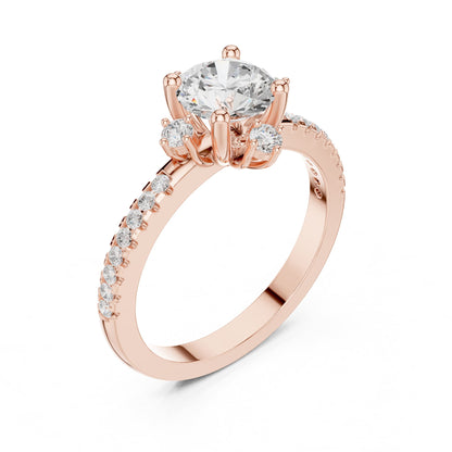 Round Accented Lab Grown Diamond Engagement Ring
