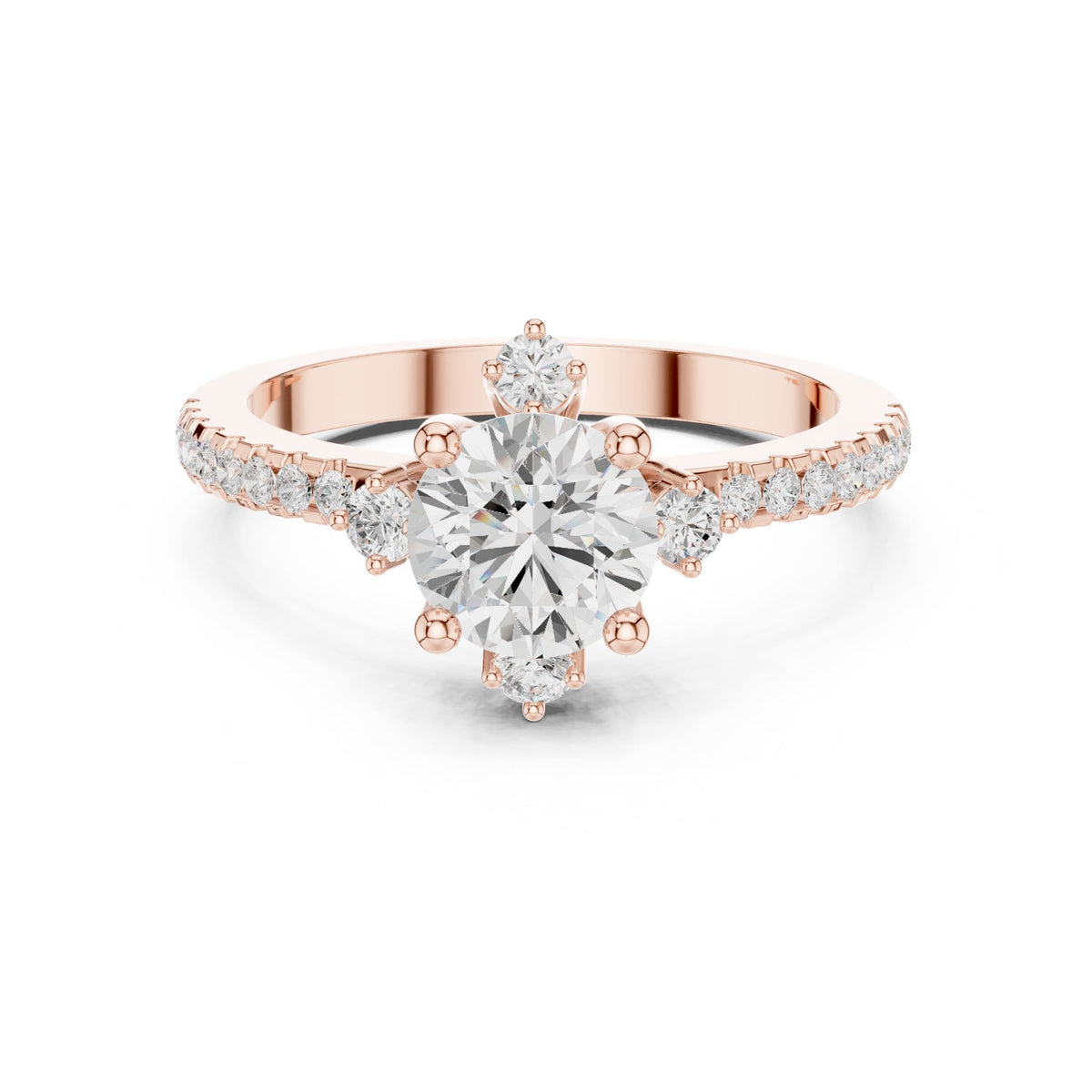 Round Accented Lab Grown Diamond Engagement Ring