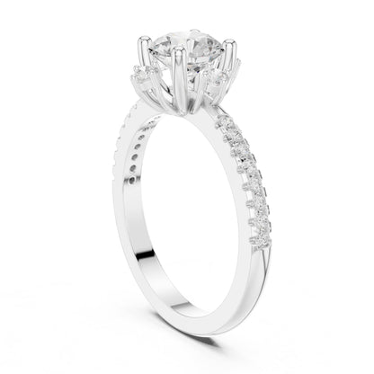 Round Accented Lab Grown Diamond Engagement Ring