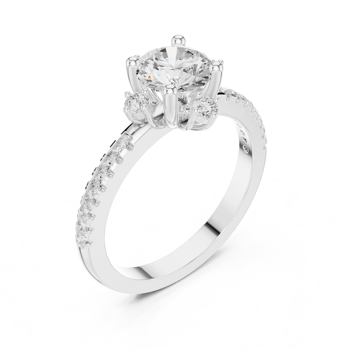 Round Accented Lab Grown Diamond Engagement Ring