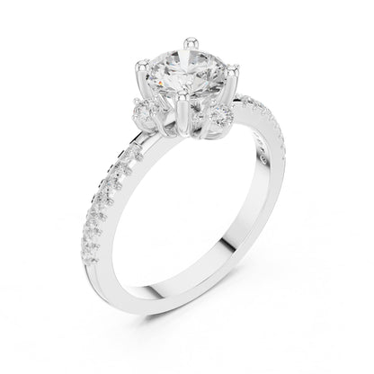 Round Accented Lab Grown Diamond Engagement Ring