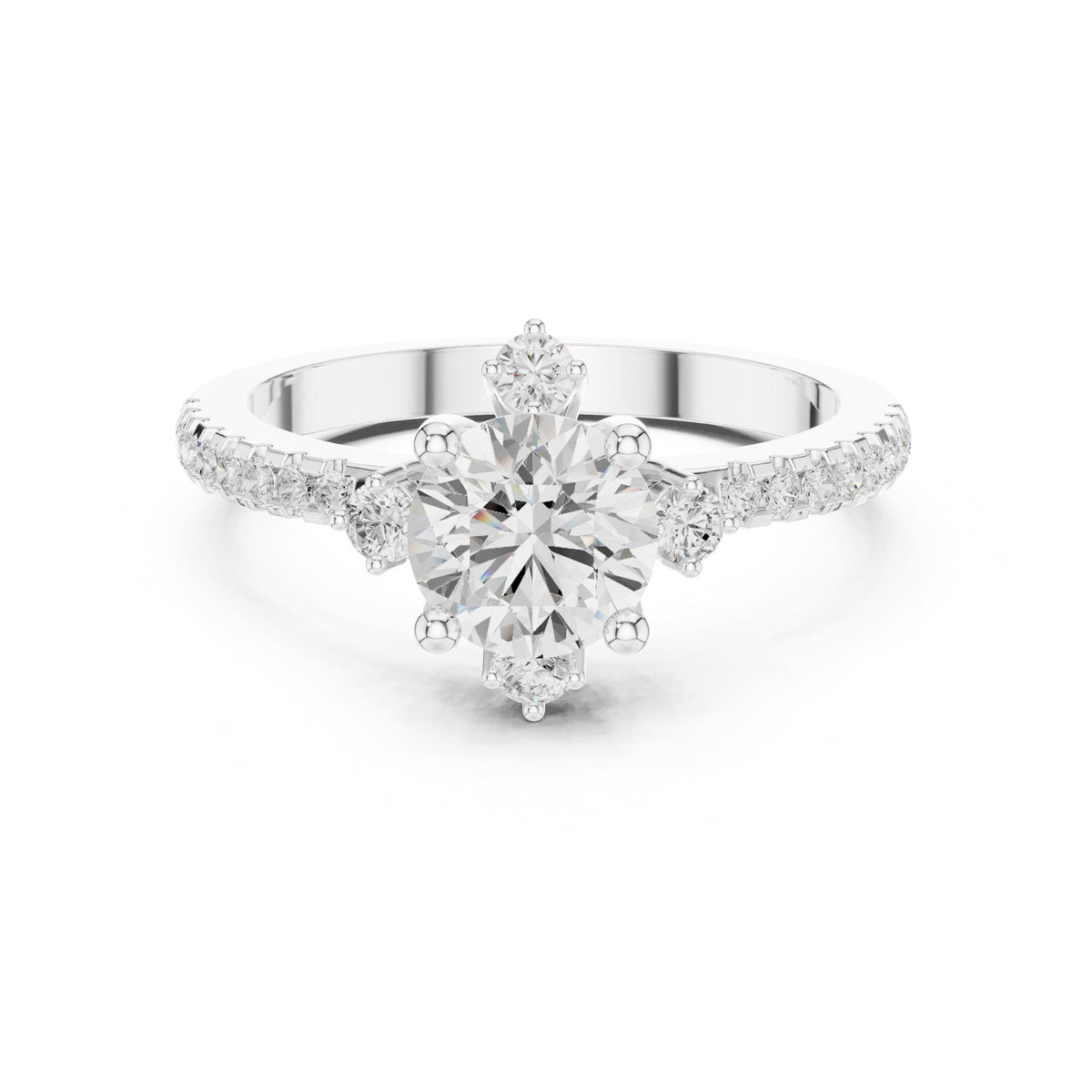 Round Accented Lab Grown Diamond Engagement Ring