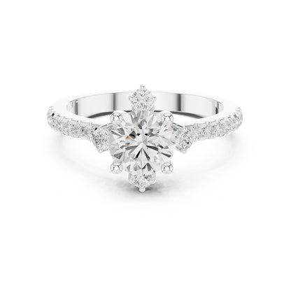 Round Accented Lab Grown Diamond Engagement Ring