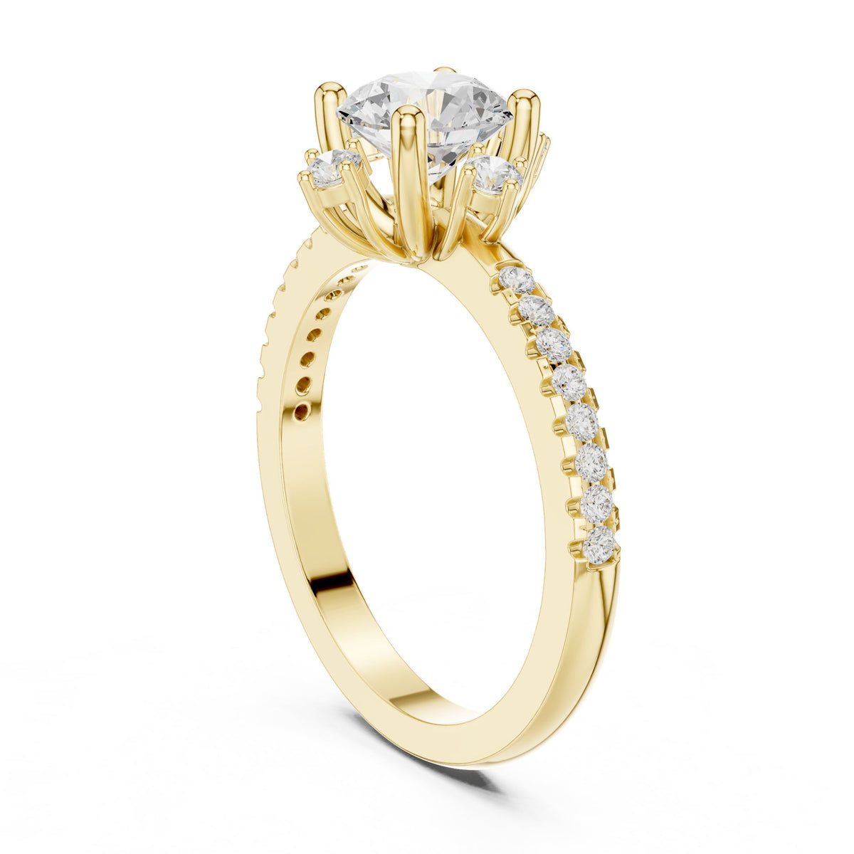 Round Accented Lab Grown Diamond Engagement Ring