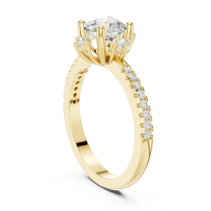 Round Accented Lab Grown Diamond Engagement Ring