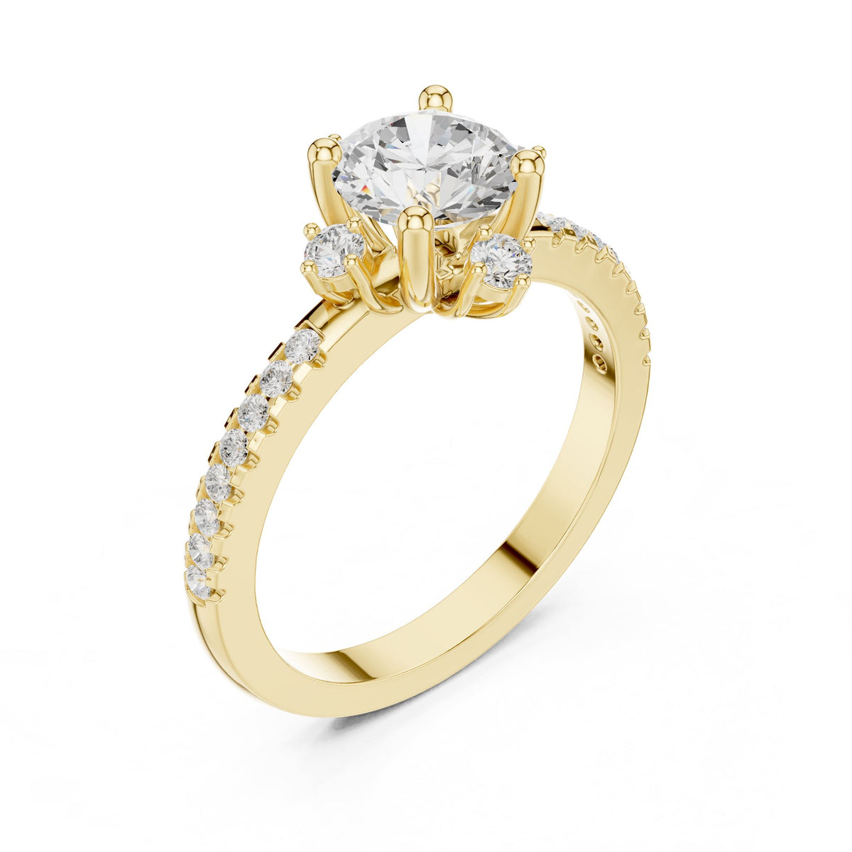 Round Accented Lab Grown Diamond Engagement Ring