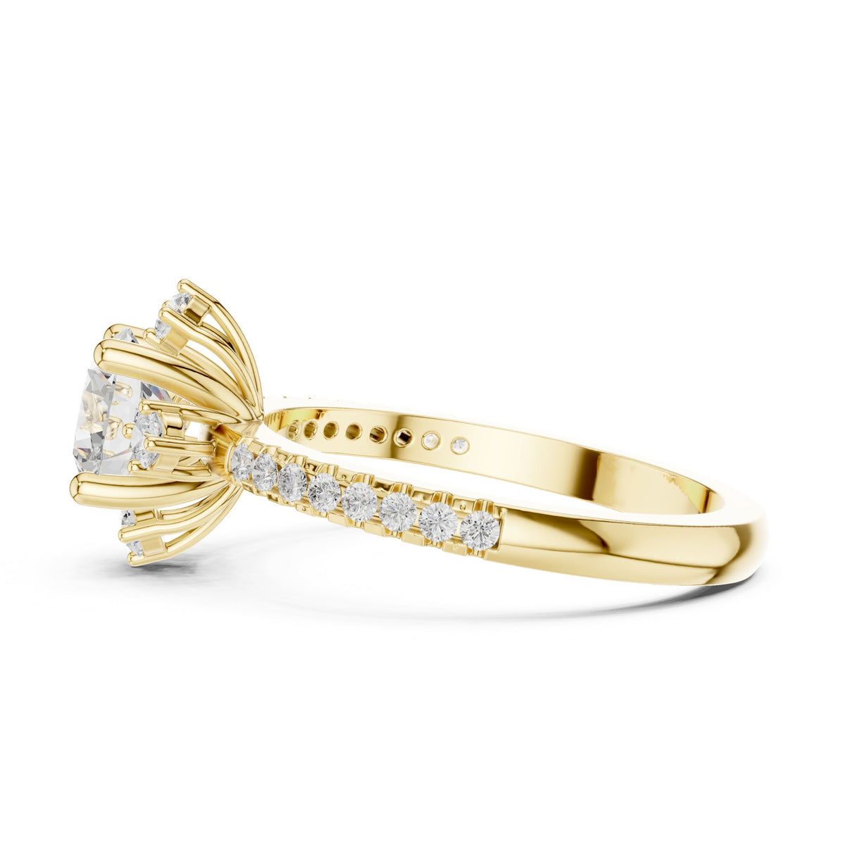 Round Accented Lab Grown Diamond Engagement Ring