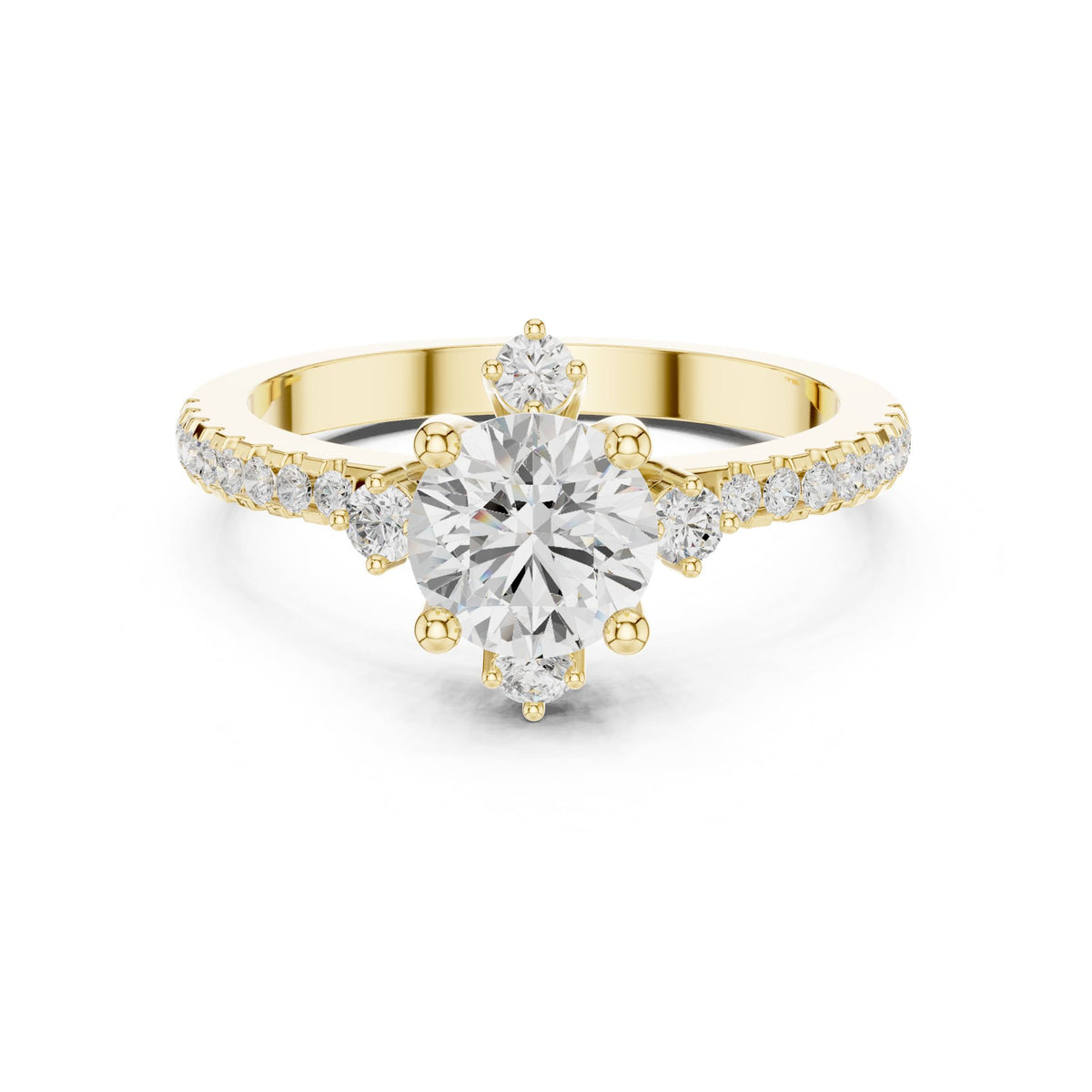 Round Accented Lab Grown Diamond Engagement Ring