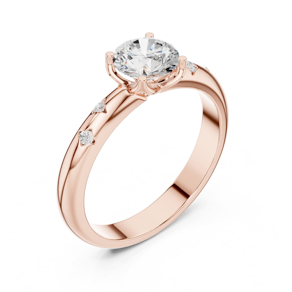 Round Accented Lab Grown Diamond Engagement Ring