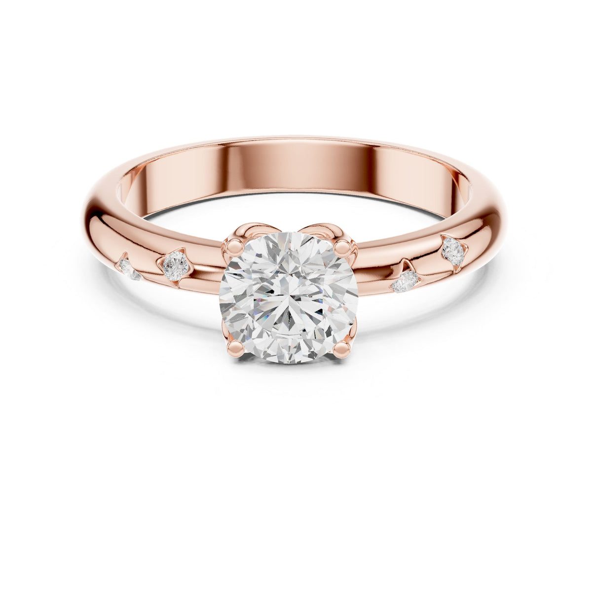Round Accented Lab Grown Diamond Engagement Ring