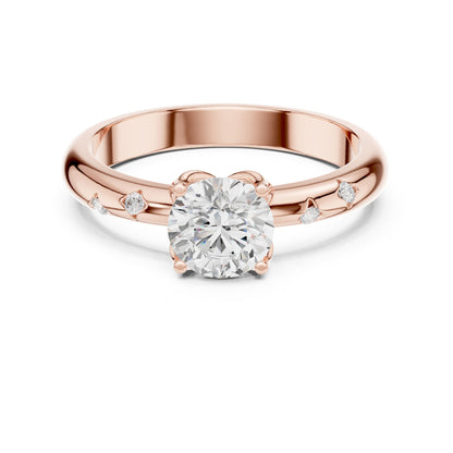 Round Accented Lab Grown Diamond Engagement Ring