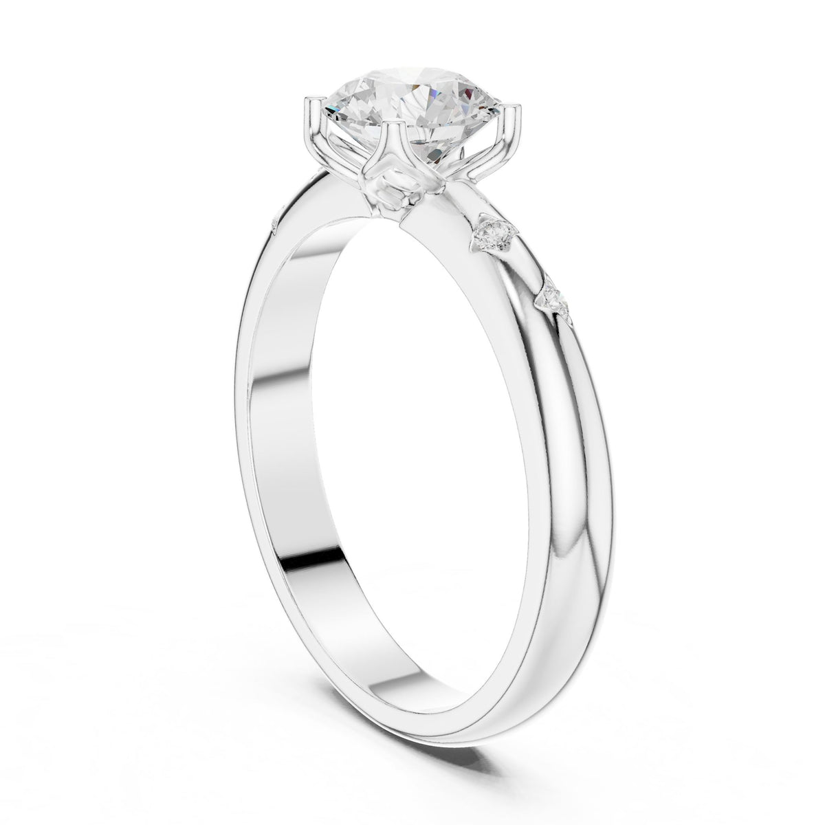 Round Accented Lab Grown Diamond Engagement Ring