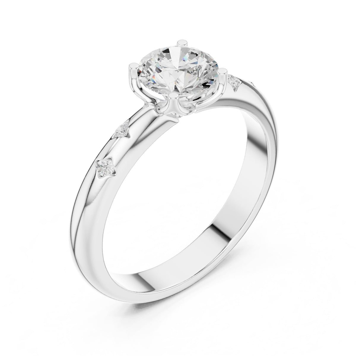 Round Accented Lab Grown Diamond Engagement Ring