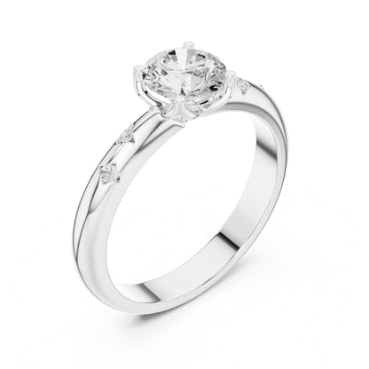 Round Accented Lab Grown Diamond Engagement Ring