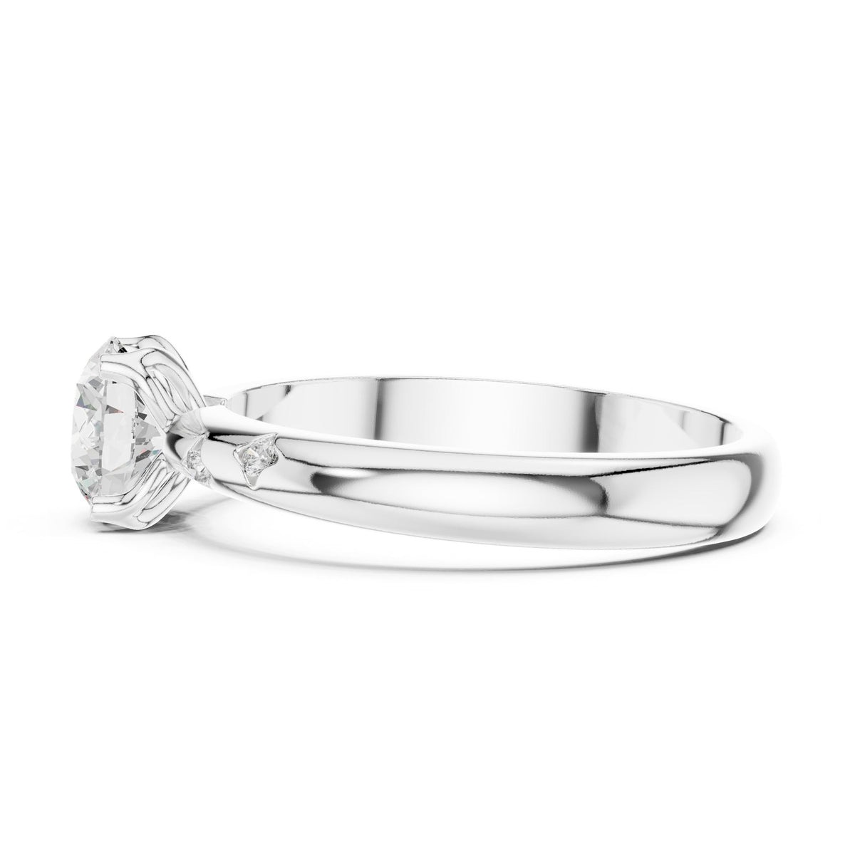 Round Accented Lab Grown Diamond Engagement Ring