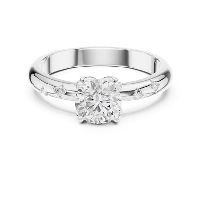 Round Accented Lab Grown Diamond Engagement Ring