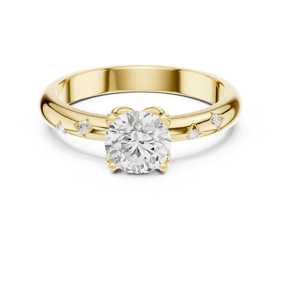 Round Accented Lab Grown Diamond Engagement Ring
