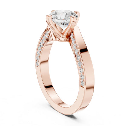 Round Accented Lab Grown Diamond Engagement Ring