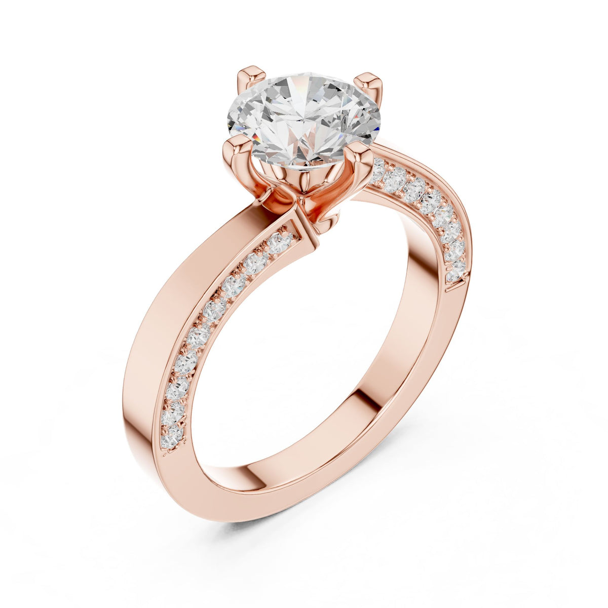 Round Accented Lab Grown Diamond Engagement Ring