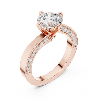 Round Accented Lab Grown Diamond Engagement Ring