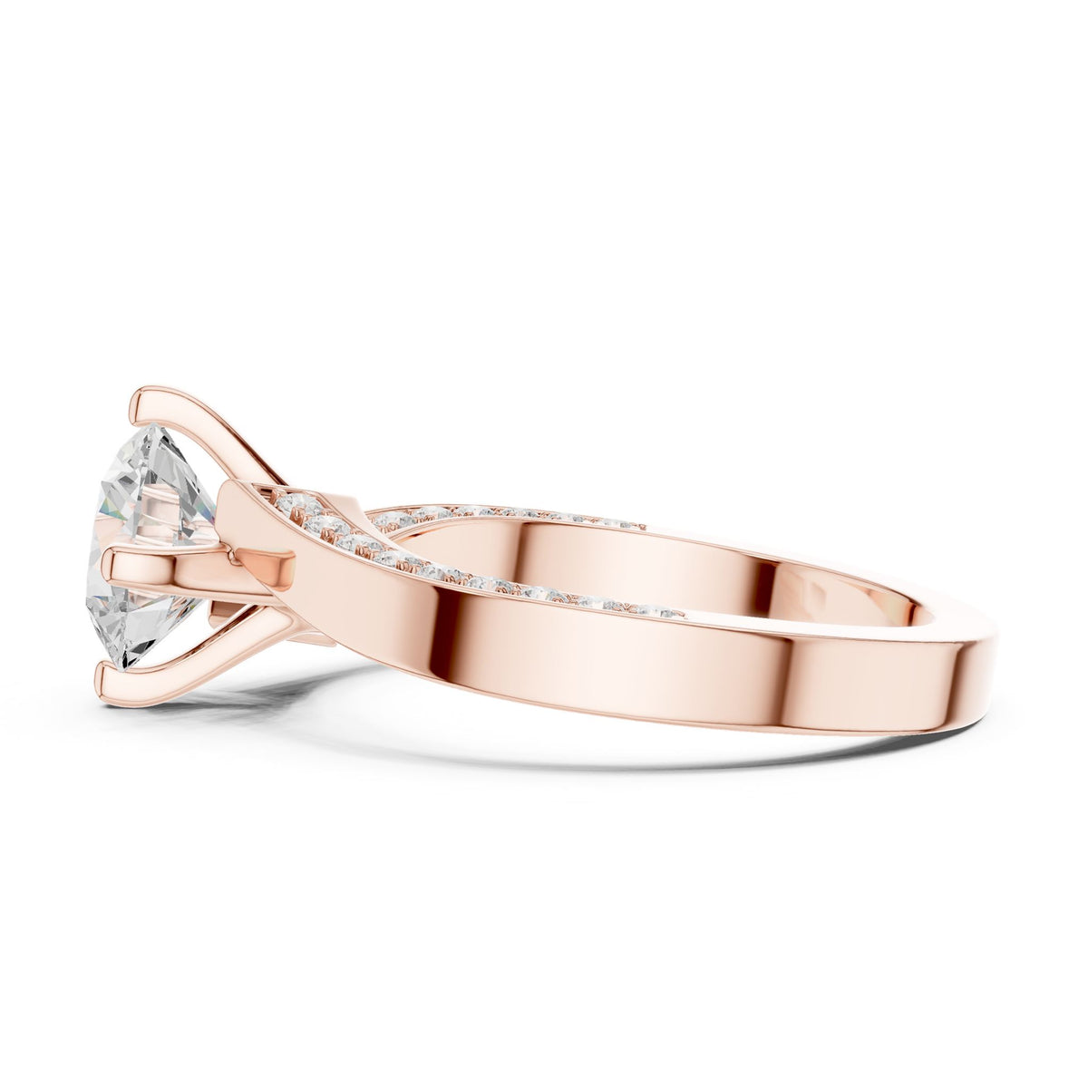 Round Accented Lab Grown Diamond Engagement Ring