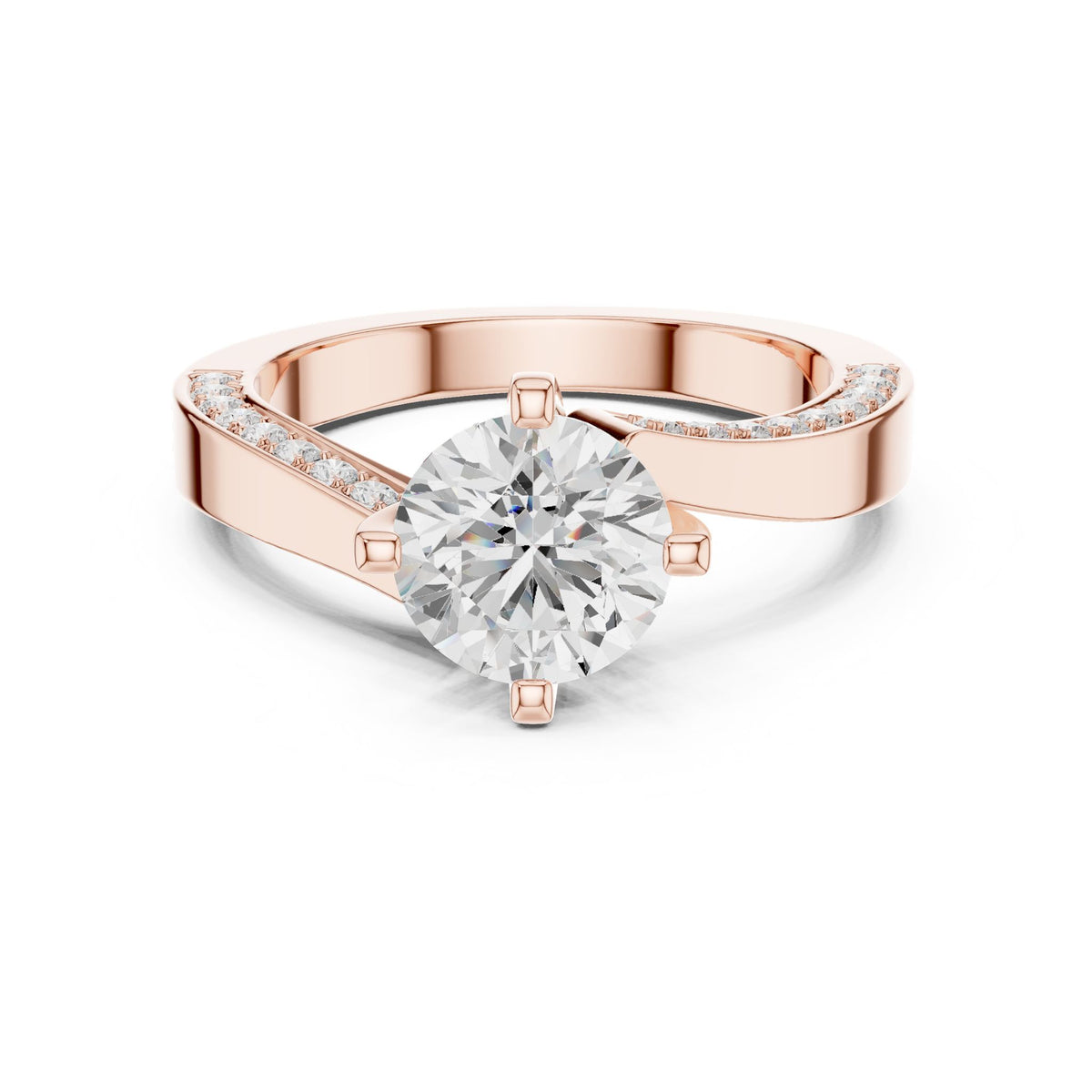 Round Accented Lab Grown Diamond Engagement Ring