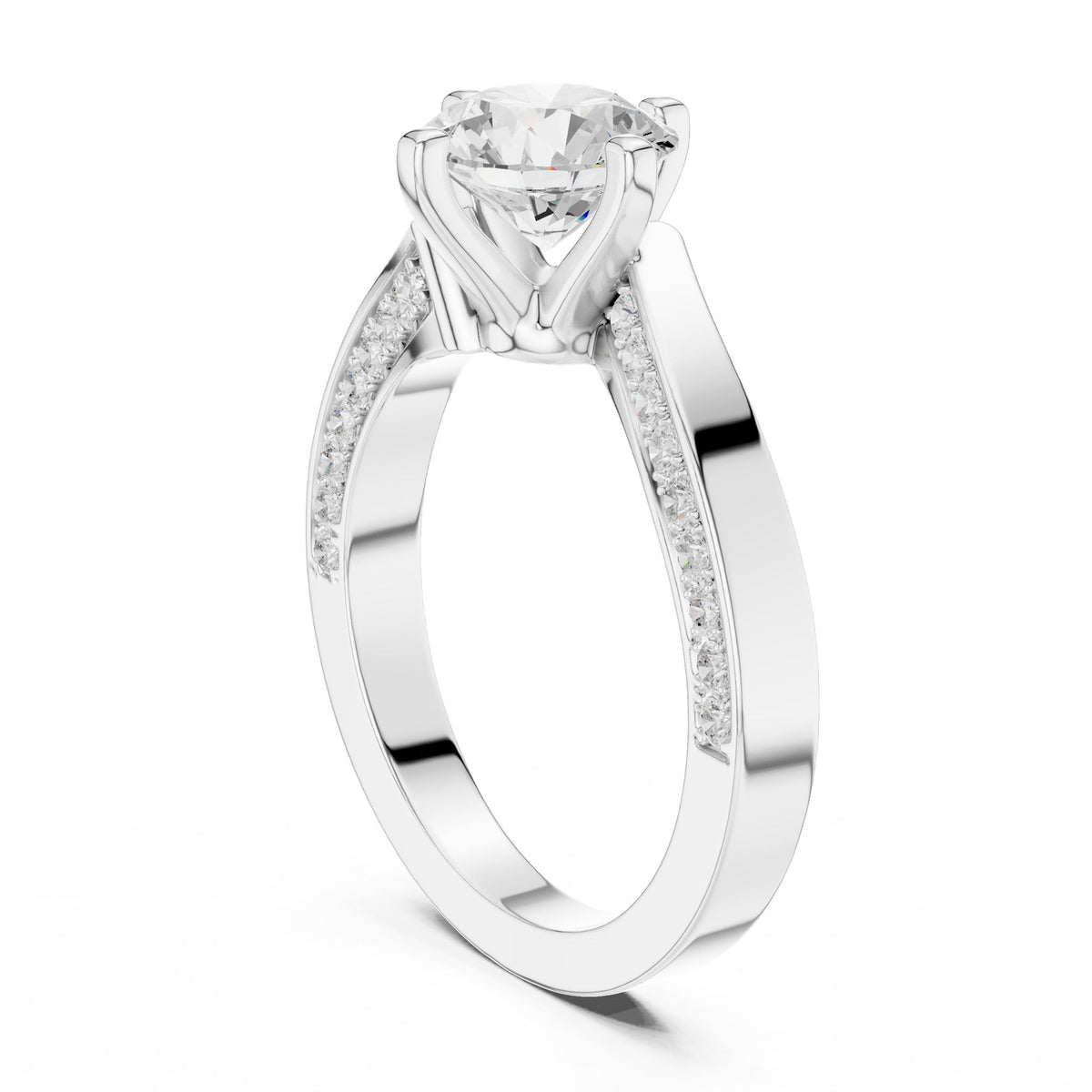 Round Accented Lab Grown Diamond Engagement Ring