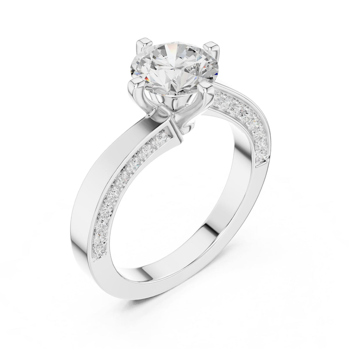 Round Accented Lab Grown Diamond Engagement Ring