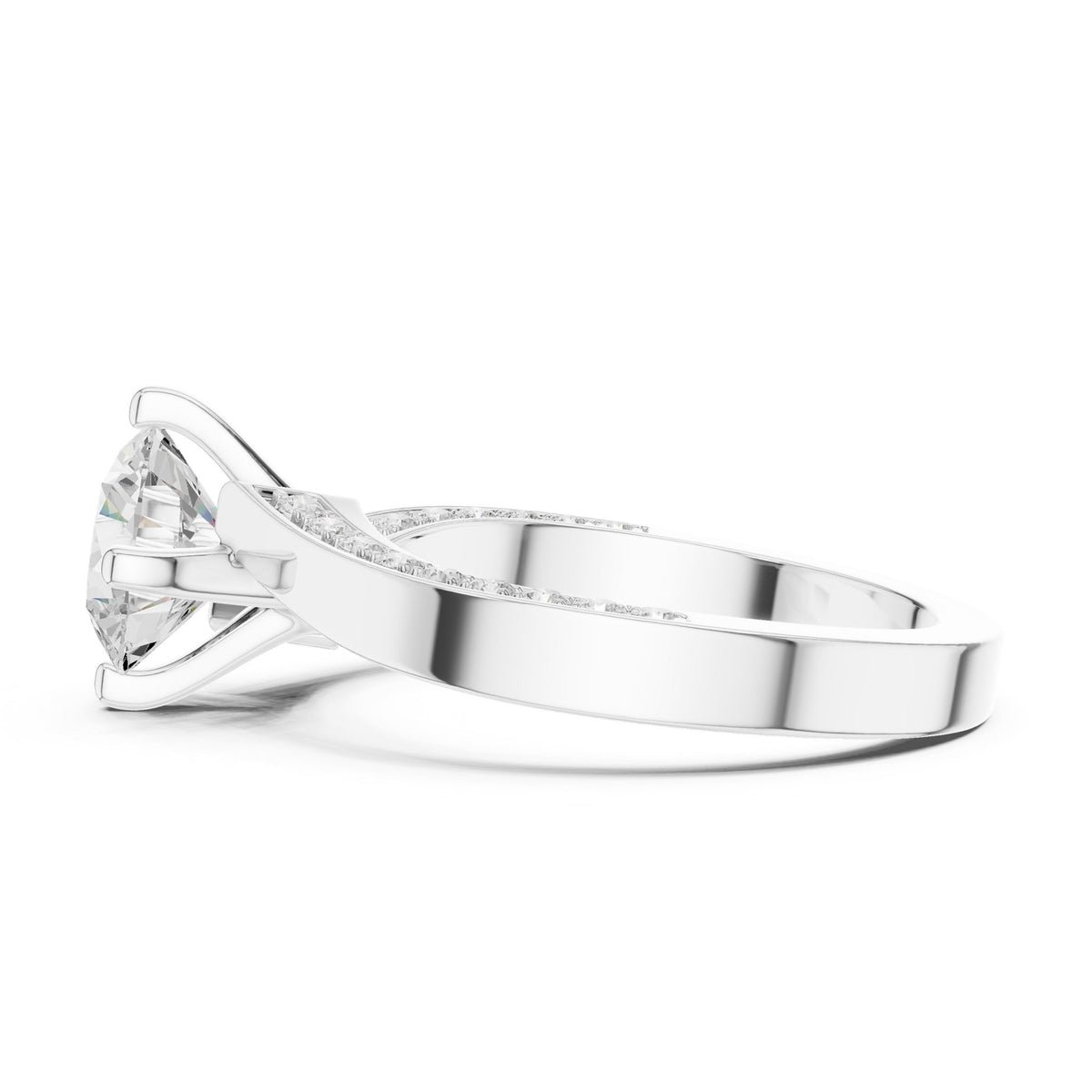 Round Accented Lab Grown Diamond Engagement Ring