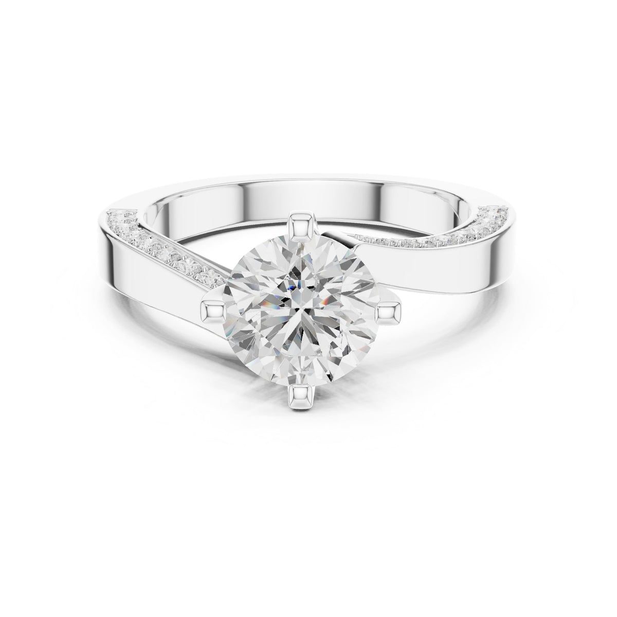 Round Accented Lab Grown Diamond Engagement Ring