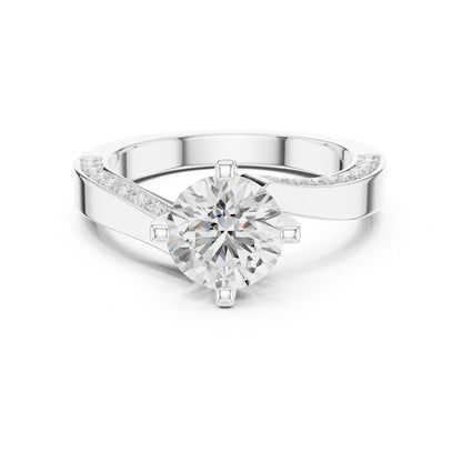 Round Accented Lab Grown Diamond Engagement Ring