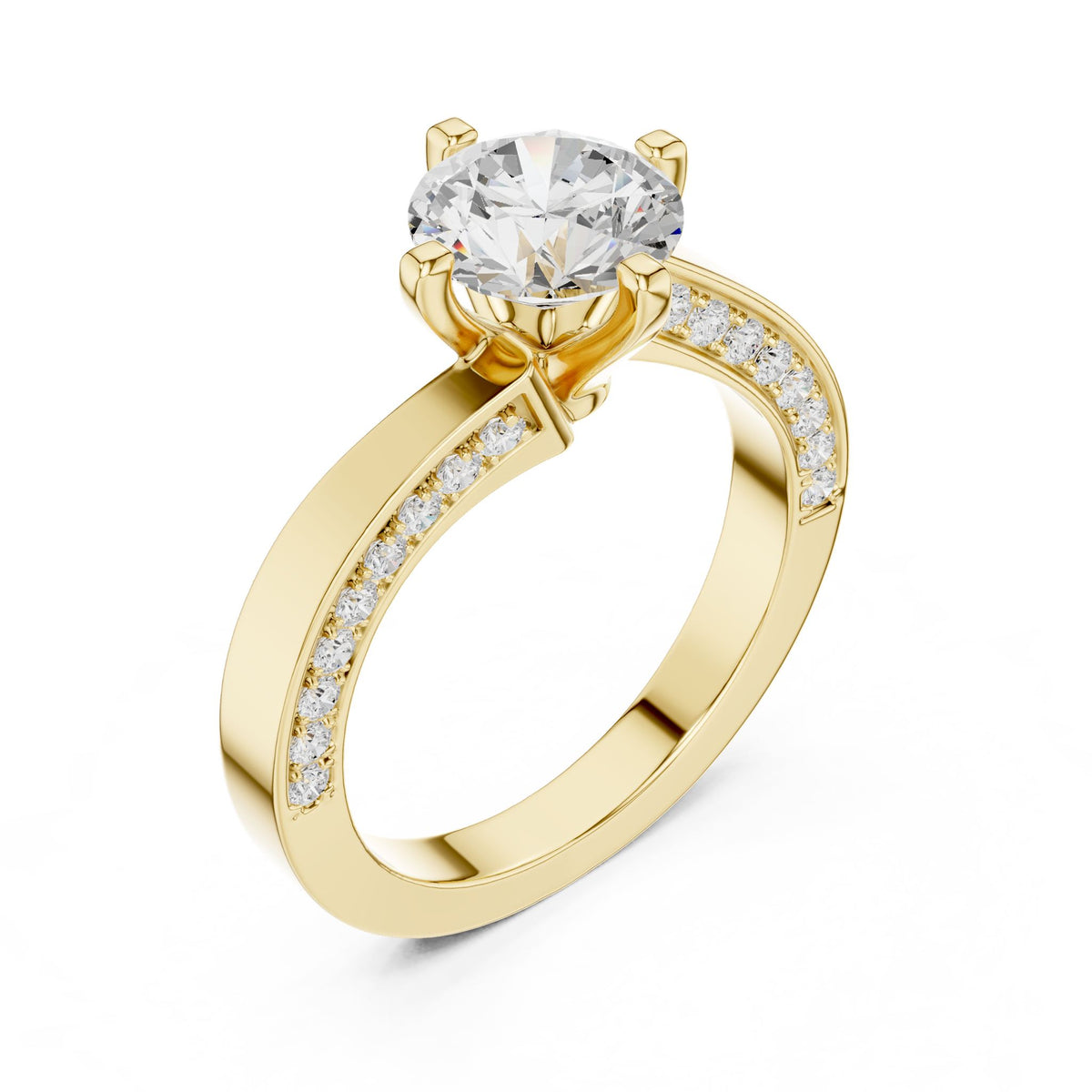 Round Accented Lab Grown Diamond Engagement Ring
