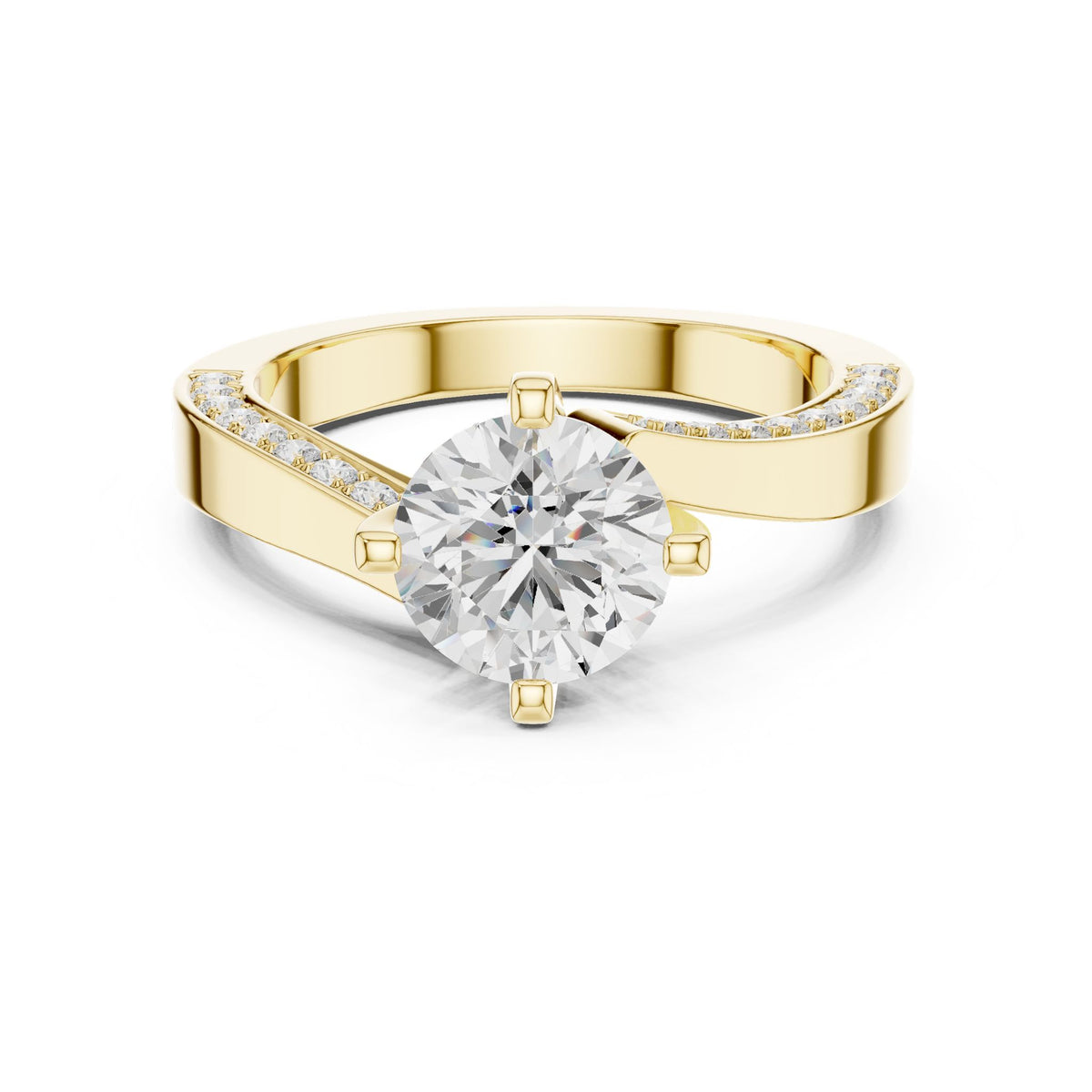 Round Accented Lab Grown Diamond Engagement Ring