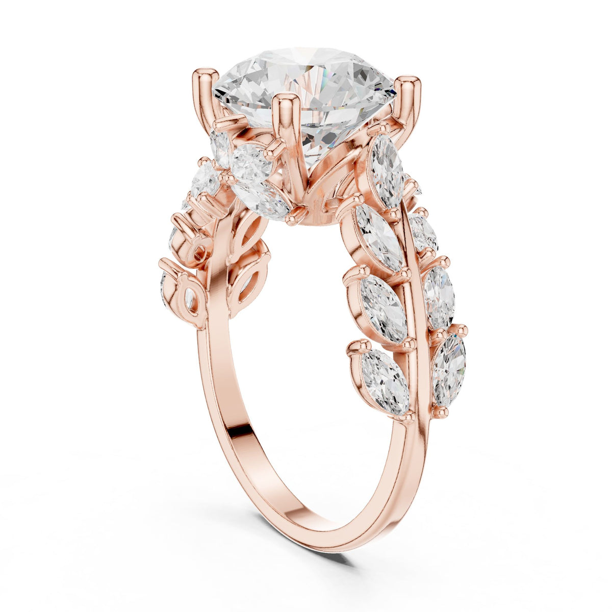 Round Accented Lab Grown Diamond Engagement Ring