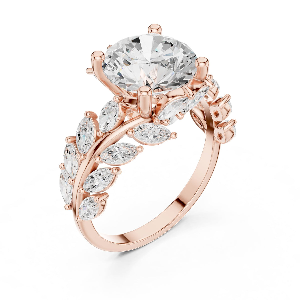Round Accented Lab Grown Diamond Engagement Ring