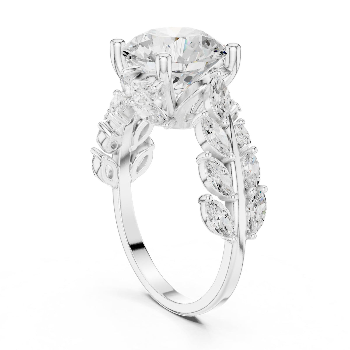Round Accented Lab Grown Diamond Engagement Ring