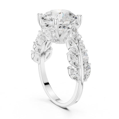 Round Accented Lab Grown Diamond Engagement Ring