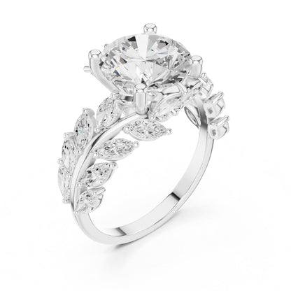 Round Accented Lab Grown Diamond Engagement Ring