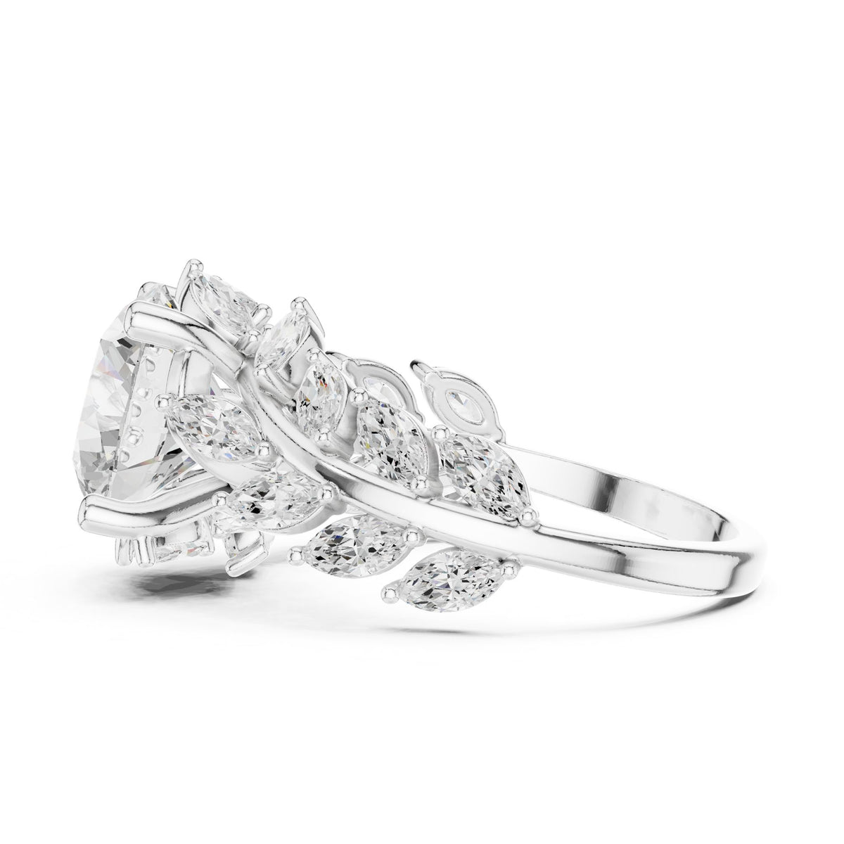 Round Accented Lab Grown Diamond Engagement Ring