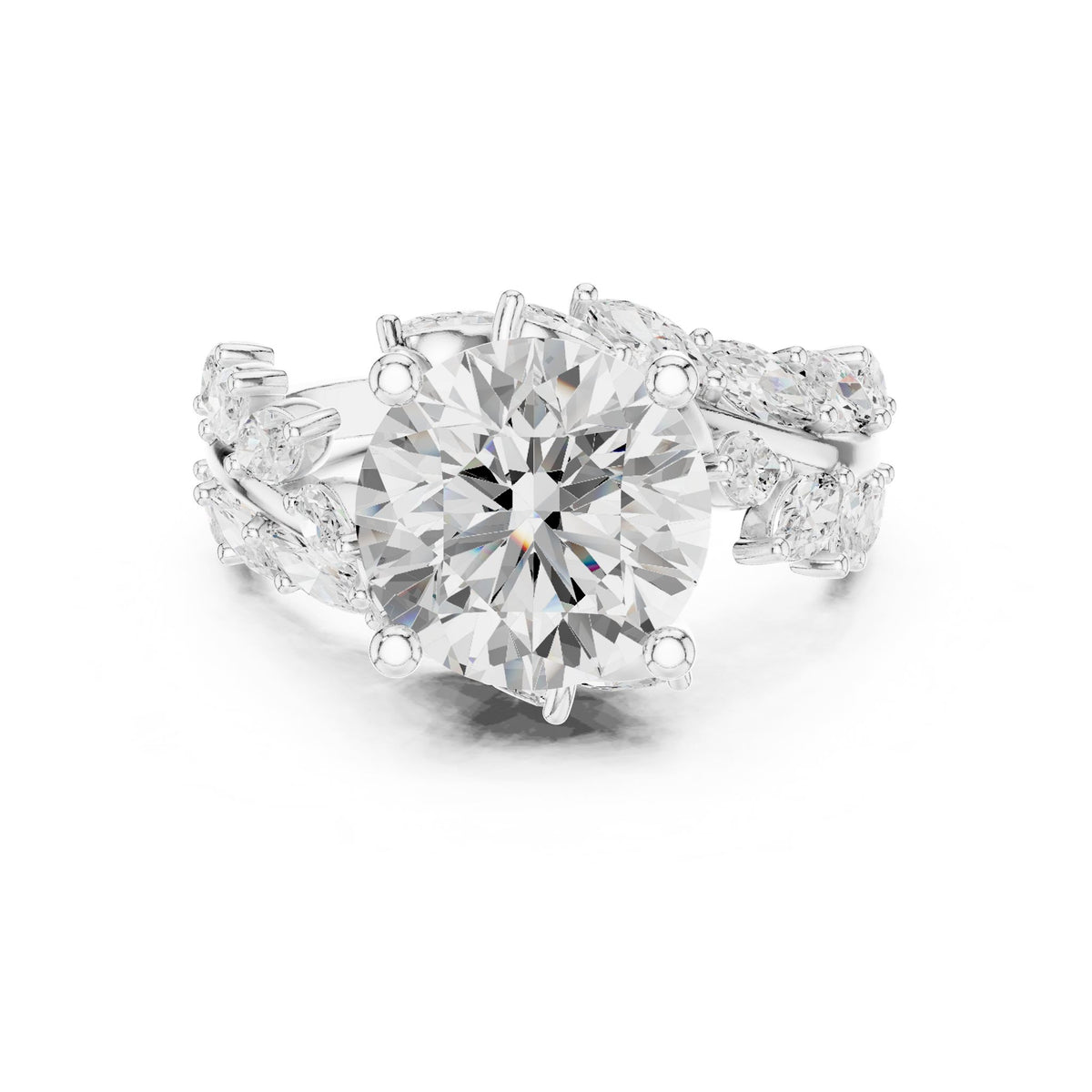 Round Accented Lab Grown Diamond Engagement Ring