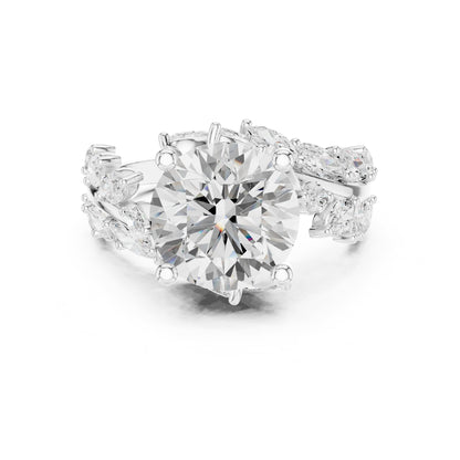 Round Accented Lab Grown Diamond Engagement Ring