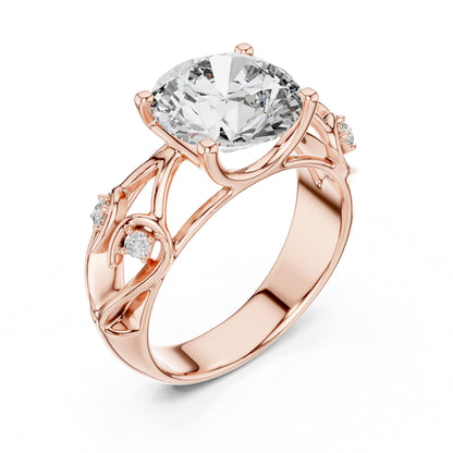 Round Accented Lab Grown Diamond Engagement Ring