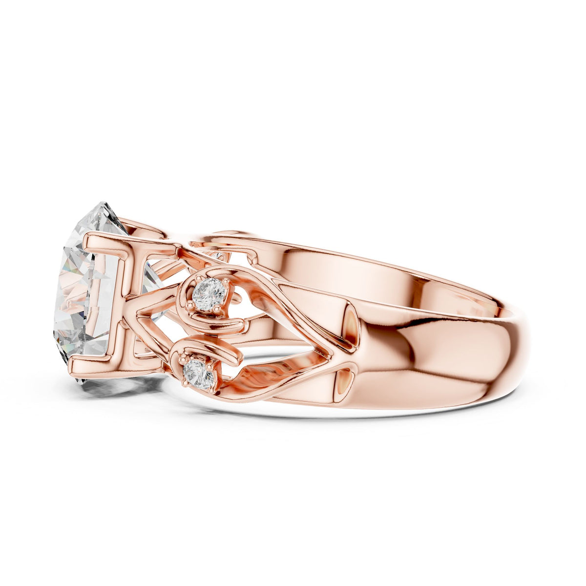 Round Accented Lab Grown Diamond Engagement Ring