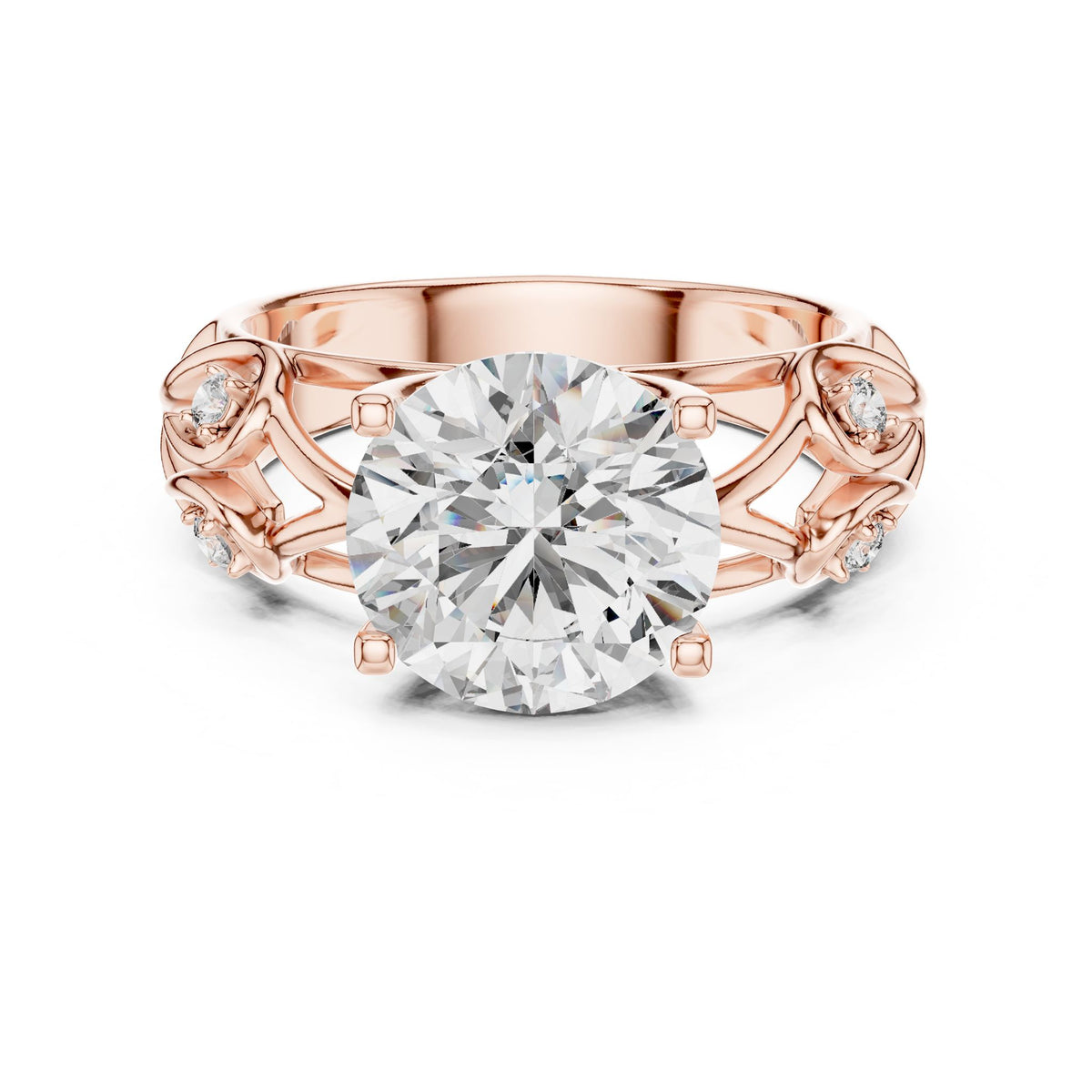 Round Accented Lab Grown Diamond Engagement Ring