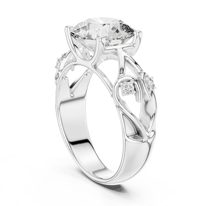 Round Accented Lab Grown Diamond Engagement Ring