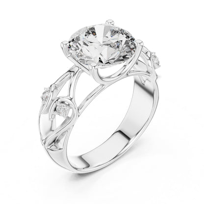 Round Accented Lab Grown Diamond Engagement Ring