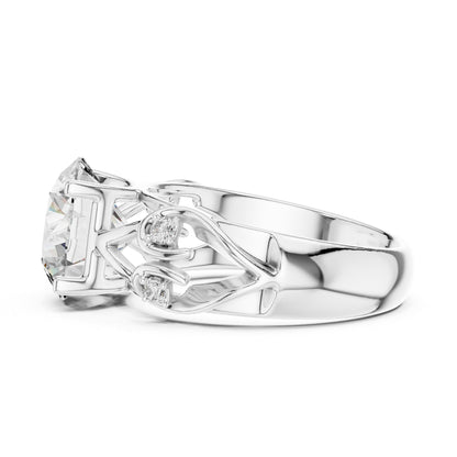Round Accented Lab Grown Diamond Engagement Ring