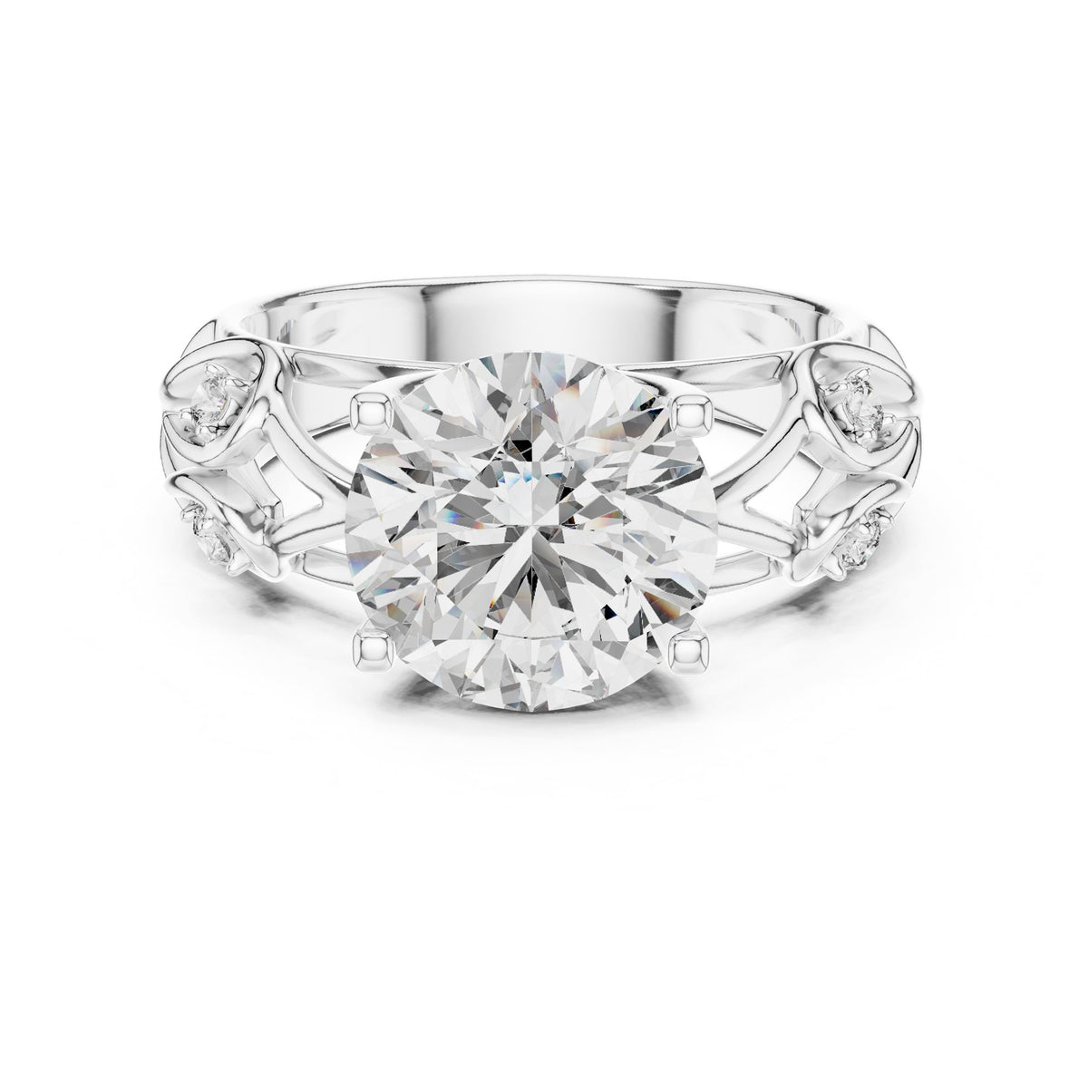 Round Accented Lab Grown Diamond Engagement Ring