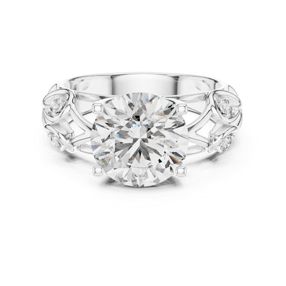 Round Accented Lab Grown Diamond Engagement Ring