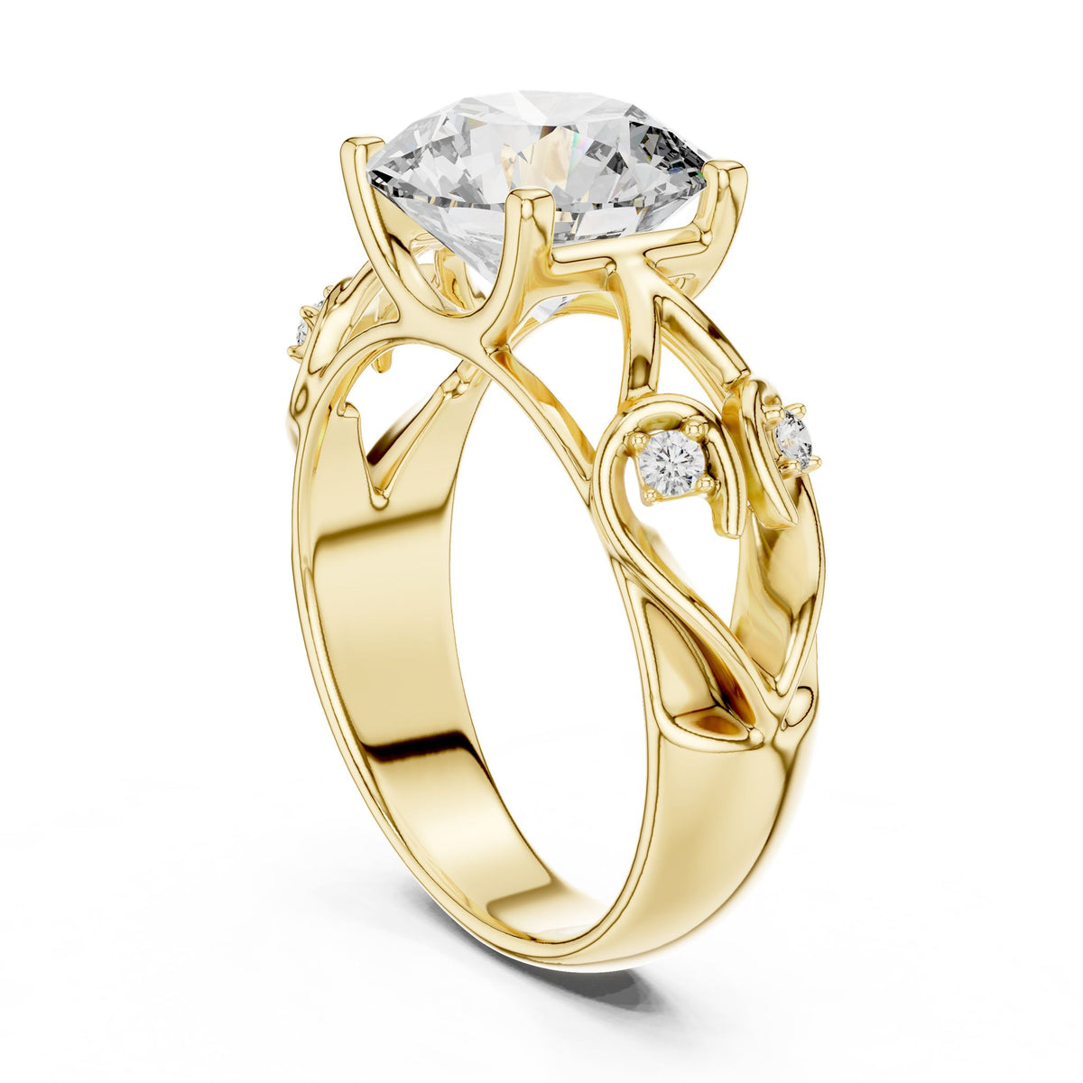 Round Accented Lab Grown Diamond Engagement Ring